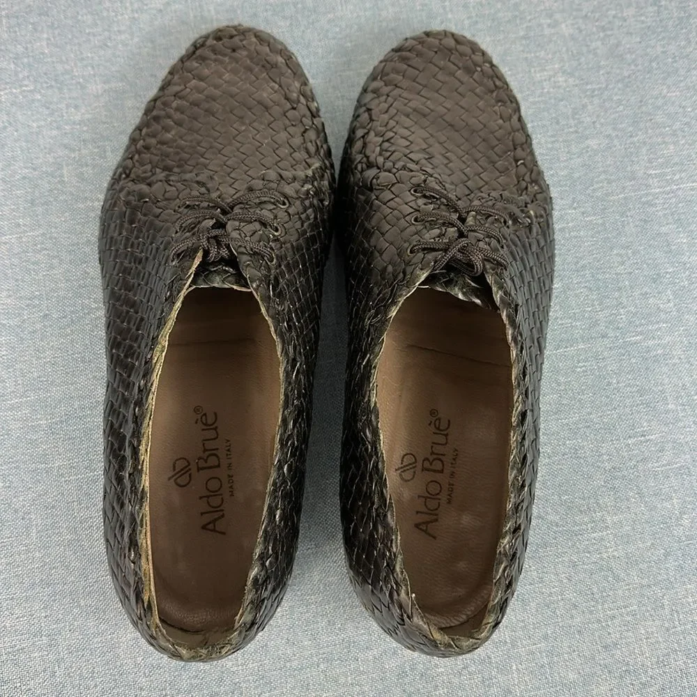 ALDO Brue Black Woven Leather Men's Oxfords Shoes Size 6.5